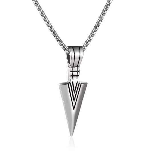Hip Hop Stainless Steel Arrow Pendant Box Chain Men'S Punk Necklace Gold/Silver Arrowhead Necklace